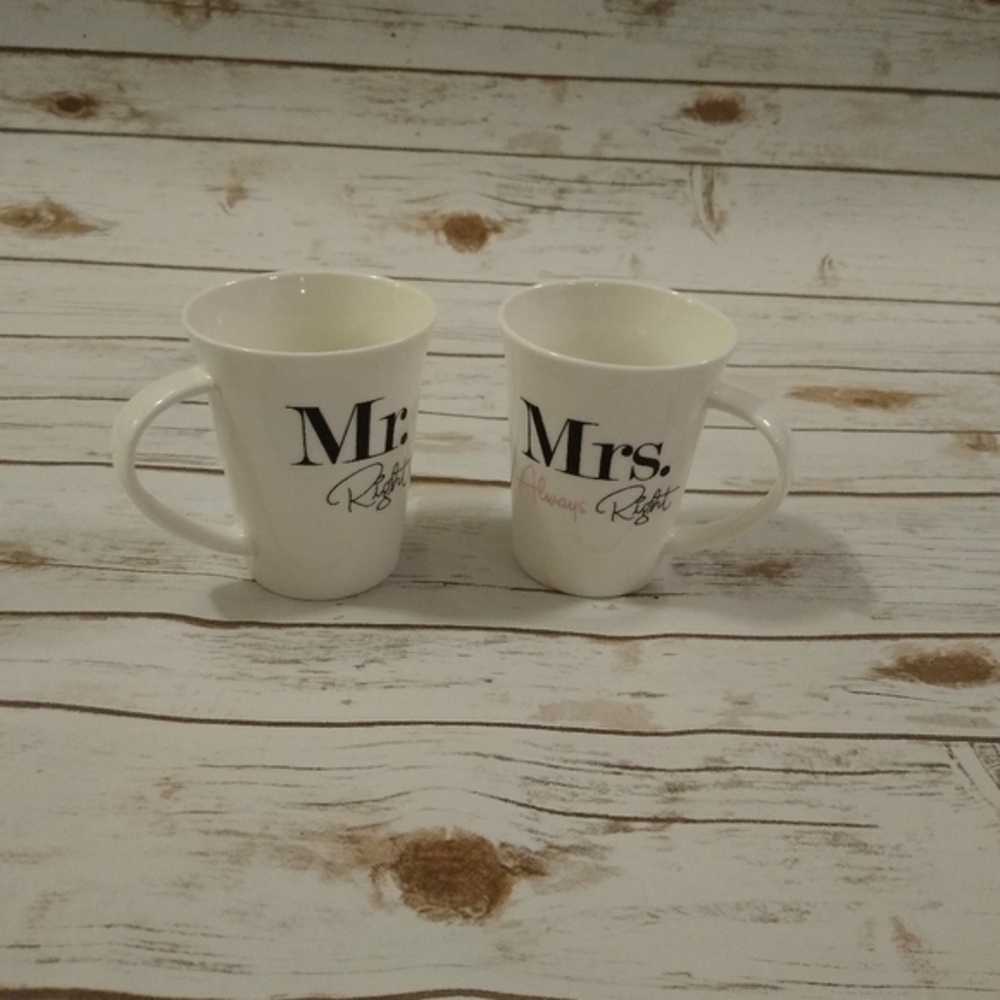 Mr. Right and Mrs. Always Right White Coffee Mugs